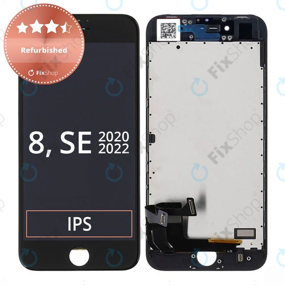 Display für iPhone 8, SE (2020), SE (2022), Black, Touchscreen-Glas mit Rahmen, Refurbished