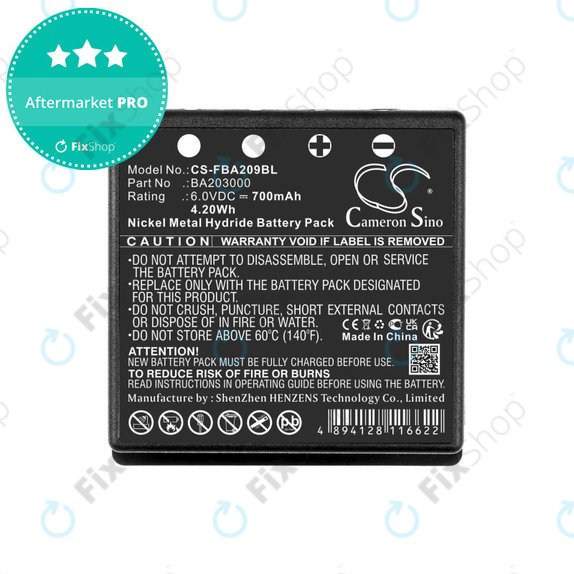 Batterie für HBC Radiomatic Eco, 700mAh, Ni-MH, 6V, BA209060, HQ