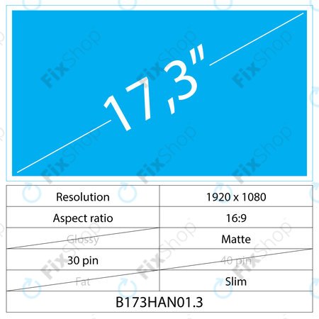 17.3 LCD Slim, Matte 30 pin-Full HD