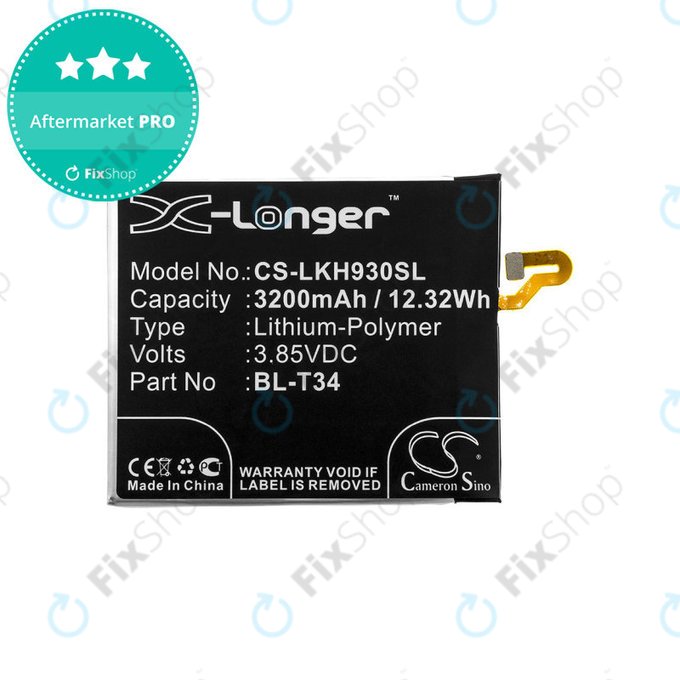 Batterie für LG H930, V30, V35, 3200mAh, Li-Pol, 3.85V, BL-T34, HQ