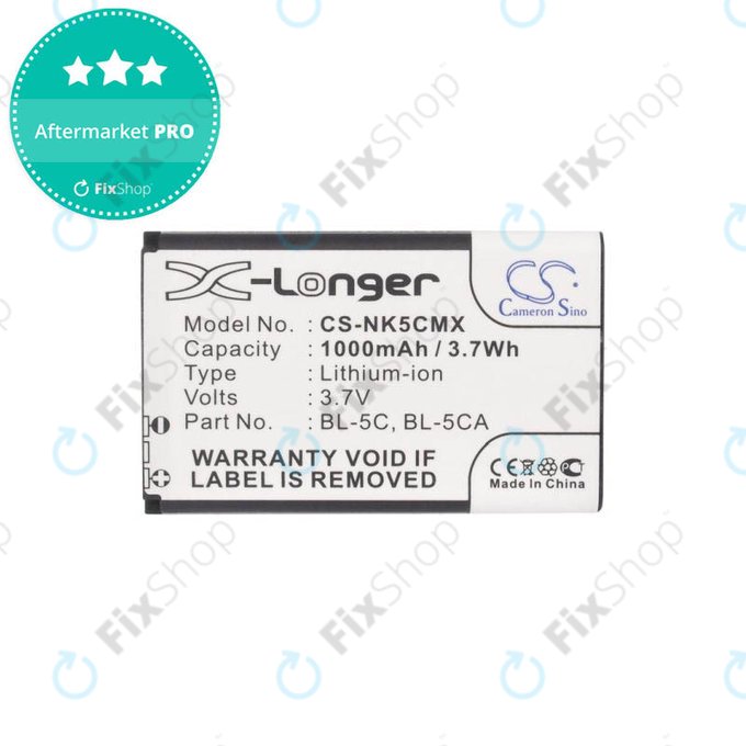 Nokia 1000, 2000, 3000, 6000, 7000, C, N, X-series, Asha 230, MD-12 - Akku Batterie BL-5C, BL-5CA 1000mAh HQ