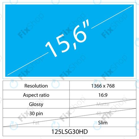 15.6 LCD Slim Glossy 30 Pin Full HD Ohne Griffe