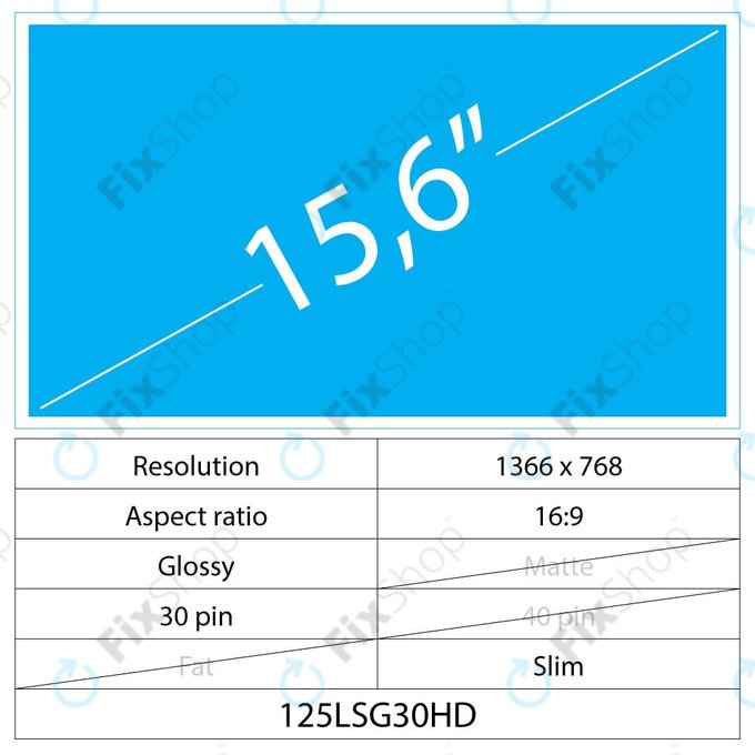 15.6 LCD Slim Glossy 30 Pin Full HD Ohne Griffe