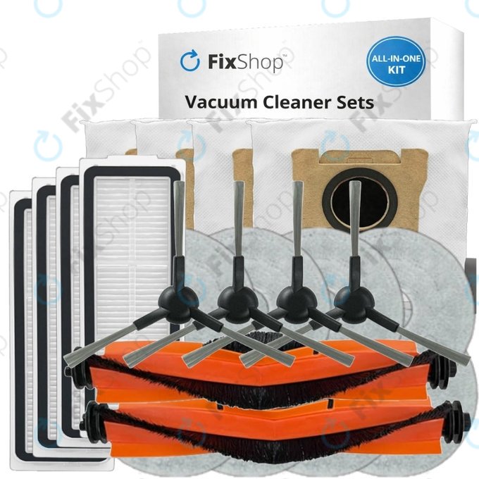 Ersatzteilset für Xiaomi Robot Vacuum X20 Max, X20 Pro (2x Hauptbürste, 4x Filter, 4x Seitenbürste, 8x Wischtuch, 4x Staubbeutel)