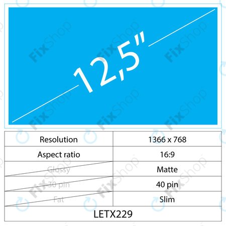 12.5 LCD Slim Matte 40 pin HD