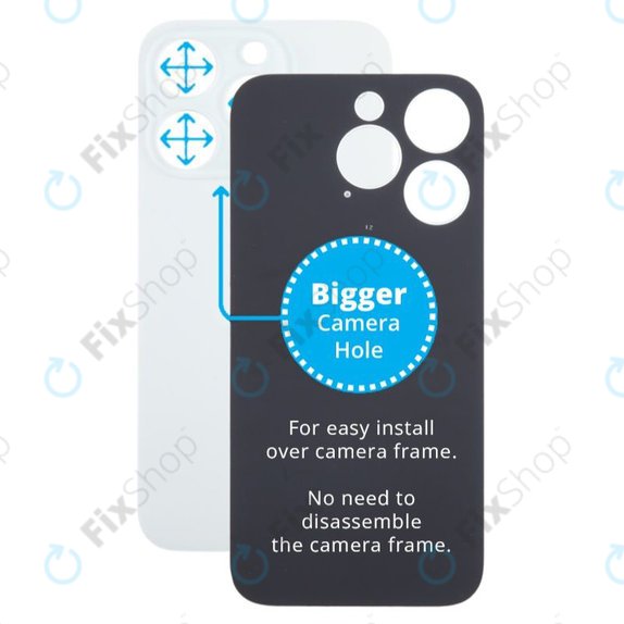 Apple iPhone 15 Pro - Backcover Glas Vergrössertes Ringloch für die Kamera (White Titanium)