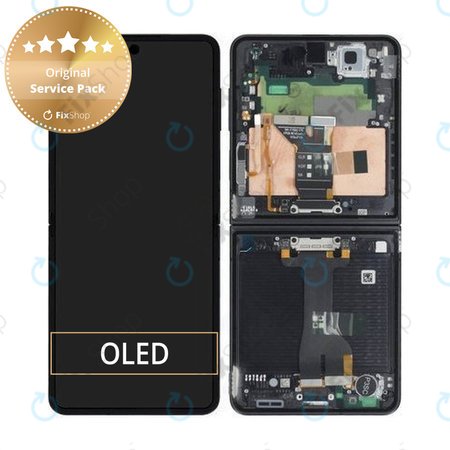 Samsung Galaxy Z Flip 7 F766B - LCD Display + Touchscreen Front Glas + Rahmen (Jetblack) - GH82-37581C Genuine Service Pack