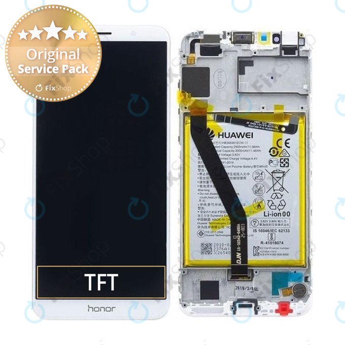 Huawei Honor 7A AUM-L29 - LCD Display + Touchscreen Front Glas + Rahmen + Akku Batterie (Gold) - 02351WER Genuine Service Pack