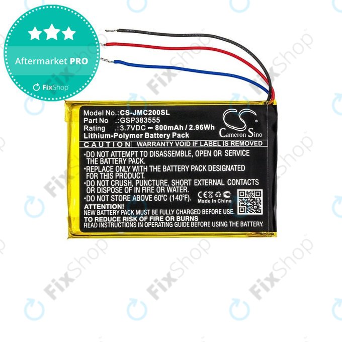 Batterie für JBL Clip 2, 800mAh, Li-Pol, 3.7V, GSP383555, HQ