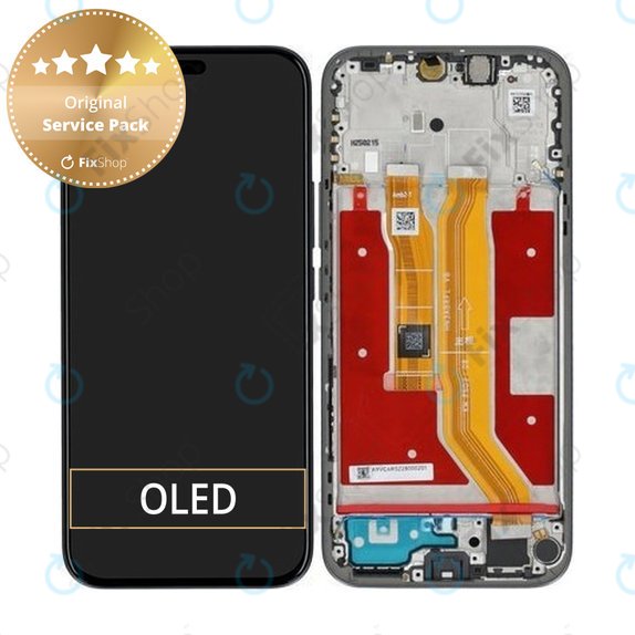 Honor 400 Lite - LCD Display + Touchscreen Front Glas + Rahmen (Velvet Black) - 0235ANTF Genuine Service Pack