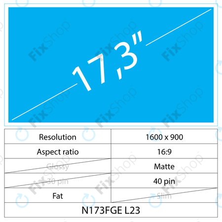 17.3 LCD Fat Matte 40 pin HD+
