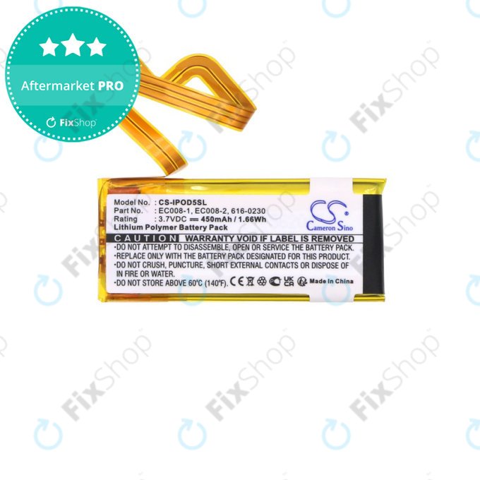 Batterie für Apple iPod Classic 6th Gen, iPod 5G, iPod Video, 450mAh, Li-Pol, 3.7V, EC008, HQ