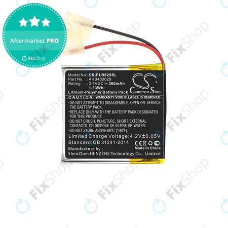 Batterie für Plantronics Voyager Focus B825, 360mAh, Li-Pol, 3.7V, AHB403029, HQ