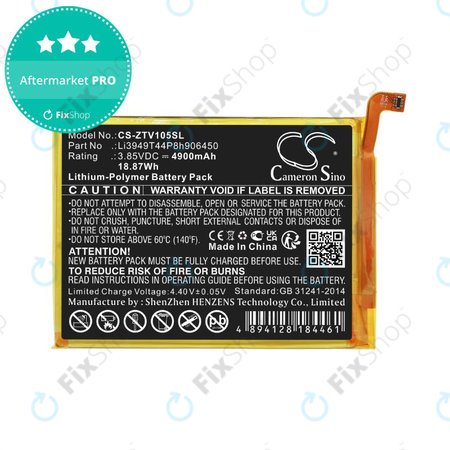 Akku batterie für ZTE Blade V Smart, V30 Vita, 4900mAh, Li-Pol, 3.85V, Li3949T44P8h906450, HQ