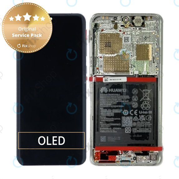 Huawei P60 Pro - LCD Display + Touchscreen Front Glas + Rahmen + Akku Batterie - 02355MUT Genuine Service Pack