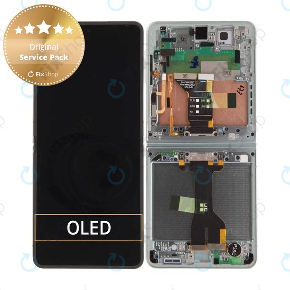 Samsung Galaxy Z Flip 7 F766B - LCD Display + Touchscreen Front Glas + Rahmen (Mint) - GH82-37581E Genuine Service Pack