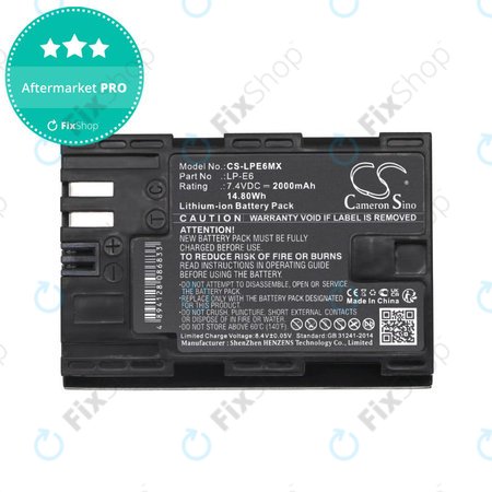 Akku batterie für Canon EOS 5D Mark II, EOS 7D, EOS 70D, 2000mAh, Li-Ion, 7.4V, LP-E6, HQ