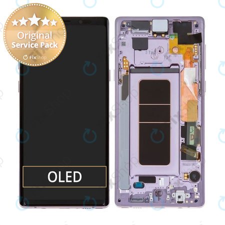 Samsung Galaxy Note 9 N960U - LCD Display + Touchscreen Front Glas + Rahmen (Lavender Purple) - GH97-22269E, GH97-23737E, GH97-22270E Genuine Service Pack