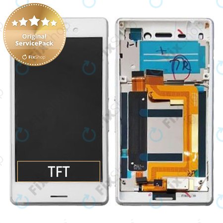 Sony Xperia M4 Aqua E2306 - LCD Display + Touchscreen Front Glas + Rahmen (White) - 124TUL0010A Genuine Service Pack