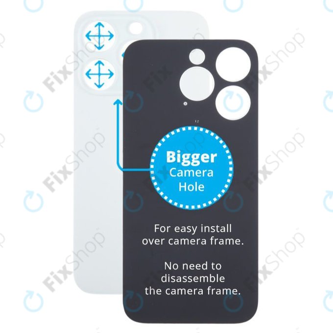 Apple iPhone 15 Pro - Backcover Glas Vergrössertes Ringloch für die Kamera (White Titanium)