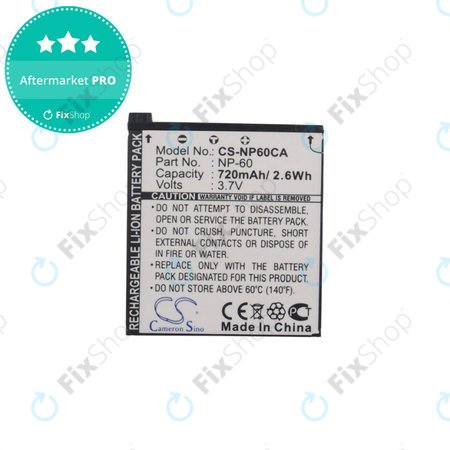 Batterie für Casio Exilim Zoom EX-Z19, EX-Z85, EX-Z9, 720mAh, Li-Ion, 3.7V, NP-60, HQ