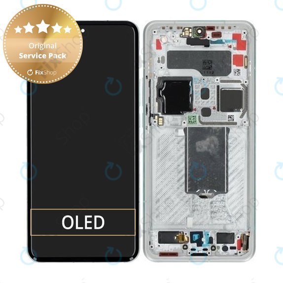 Xiaomi 15 Ultra 5G - LCD Display + Touchscreen Front Glas + Rahmen (Silver White) - 560005000O100 Genuine Service Pack