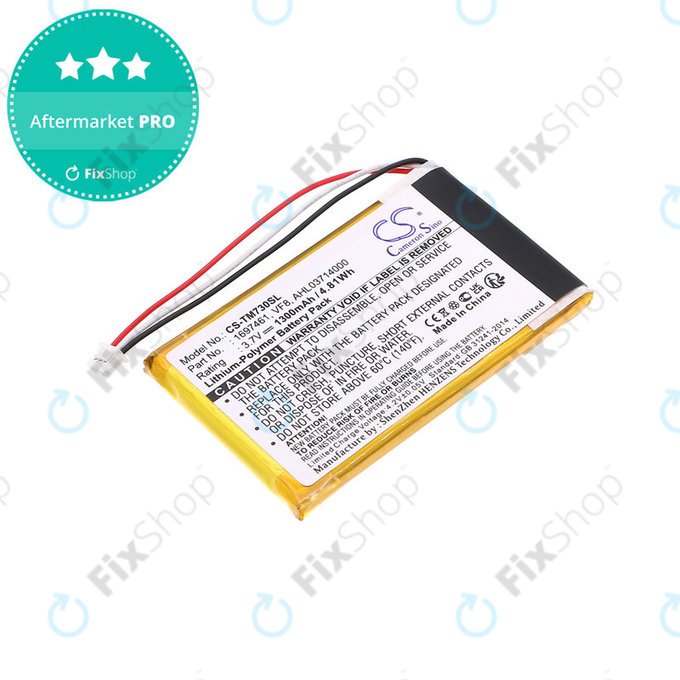 Akku batterie für TomTom Go 530 Live, 630T, 720, 730T, 930T, 1697461, Li-Polymer, 3.7V, 1300mAh, HQ