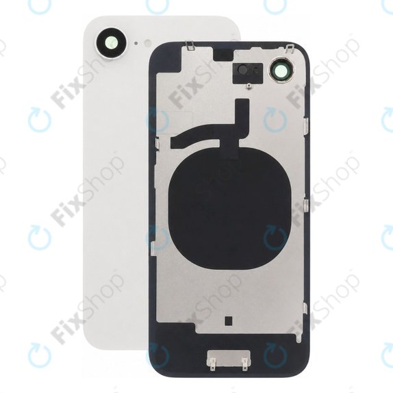 Apple iPhone 16e - Rückgehäuseglas + Kameraglas + Metallplatte (White)