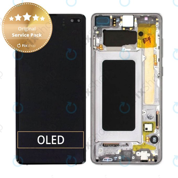 Samsung Galaxy S10 Plus G975F - LCD Display + Touchscreen Front Glas + Rahmen (Prism Black) - GH82-18849A, GH82-18857A, GH82-18834A Genuine Service Pack