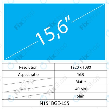 15.6 LCD Slim, Matte 40 pin-Full HD