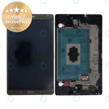 Samsung Galaxy Tab S 8.4 T705 - LCD Display + Touchscreen Front Glas + Rahmen (Titanium Bronze) - GH97-16095B Genuine Service Pack