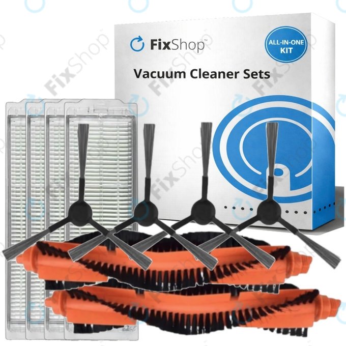 Ersatzteilset für Xiaomi Viomi V2, V2 Pro, V3, SE, Mi Robot Vacuum Mop Pro (P), 2S (2x Hauptbürste, 4x Filter, 4x Seitenbürste)