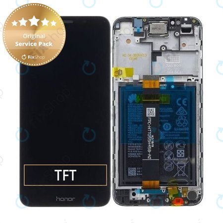 Huawei Honor 7S - LCD Display + Touchscreen Front Glas + Rahmen + Akku Batterie (Black) - 02351XHS, 02353RJP Genuine Service Pack