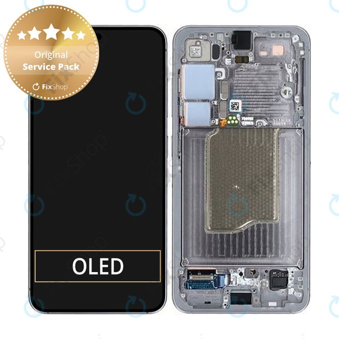 Samsung Galaxy S25 - LCD Display + Touchscreen Front Glas + Rahmen (Silver Shadow) - GH82-36329A Genuine Service Pack