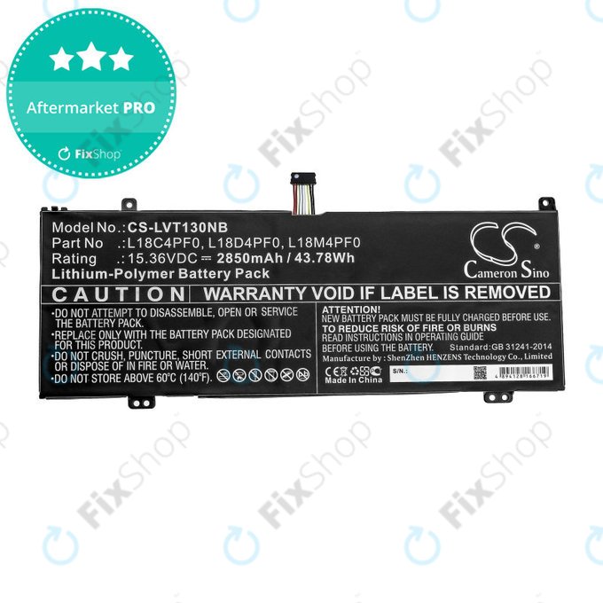 Batterie für Lenovo ThinkBook 13s, 14s, 2850mAh, Li-Pol, 15.36V, L18C4PF0, HQ