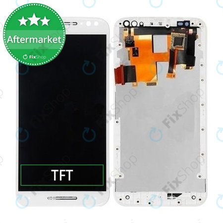 Motorola Moto X Style XT1572 - LCD Display + Touchscreen Front Glas + Rahmen (White) TFT