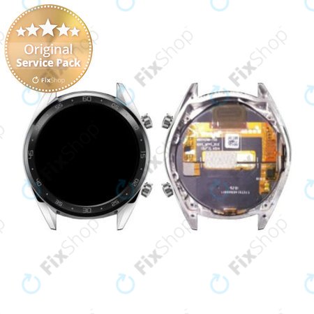Huawei Watch GT Sport Fortuna B19S - LCD Display + Touchscreen Front Glas + Rahmen (Silver) - 02352GXS Genuine Service Pack
