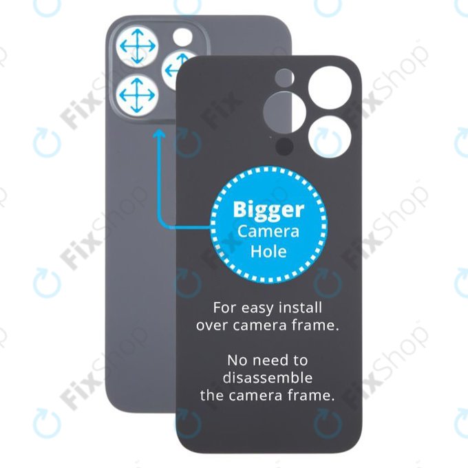 Apple iPhone 15 Pro Max - Backcover Glas Vergrössertes Ringloch für die Kamera (Black Titanium)