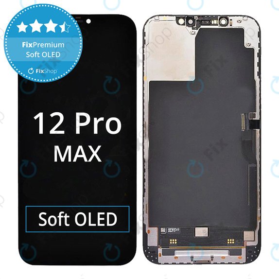 Display Soft OLED für iPhone 12 Pro Max, Touchscreen-Glas mit Rahmen, FixPremium