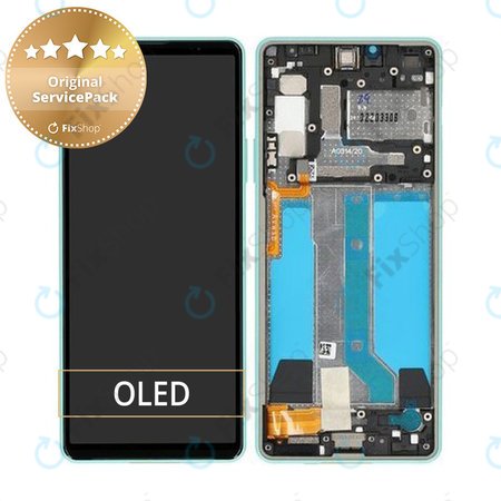 Sony Xperia 10 IV XQCC54 - LCD Display + Touchscreen Front Glas + Rahmen (Mint) - A5047175A Genuine Service Pack