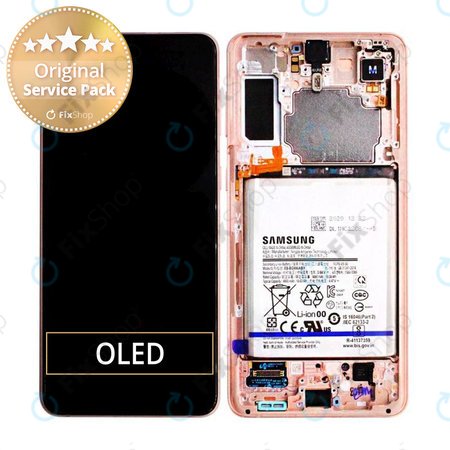 Samsung Galaxy S21 Plus G996B - LCD Display + Touchscreen Front Glas + Rahmen + Akku Batterie (Phantom Violet) - GH82-24555B, GH82-24744B, GH82-24505B Genuine Service Pack