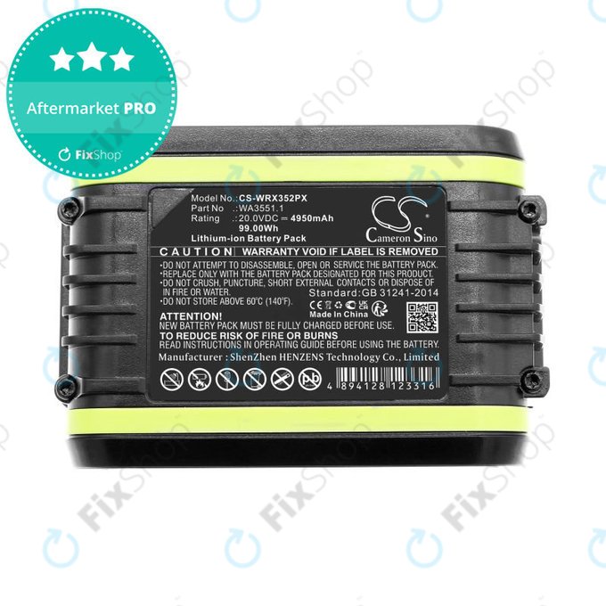 Akku batterie für Worx WX800.9 MAX, WX-JCR.9, 4950mAh, Li-Ion, 20V, WA3551.1, HQ