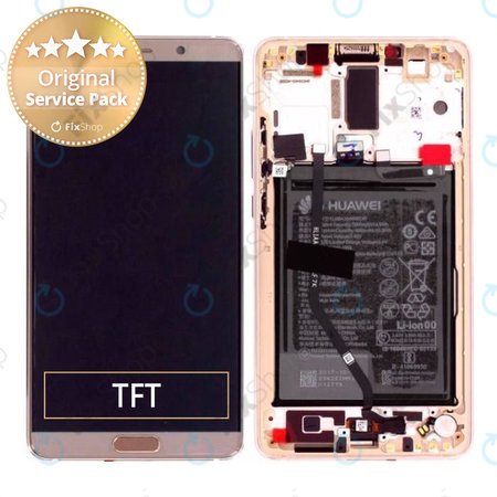 Huawei Mate 10 - LCD Display + Touchscreen Front Glas + Rahmen + Akku Batterie (Rosa) - 02351QSF Genuine Service Pack