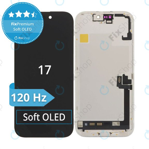 Display Soft OLED 120Hz für iPhone 17, Touchscreen-Glas mit Rahmen, FixPremium