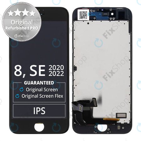 Apple iPhone 8, SE (2020), SE (2022) - LCD Display + Touchscreen Front Glas + Rahmen (Black) Original Refurbished PRO