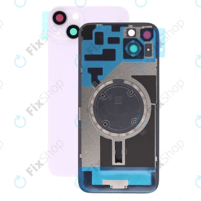 Apple iPhone 14 Plus - Rückgehäuseglas + Kameraglas + Metallplatte + Magsafe-Magnet (Purple)