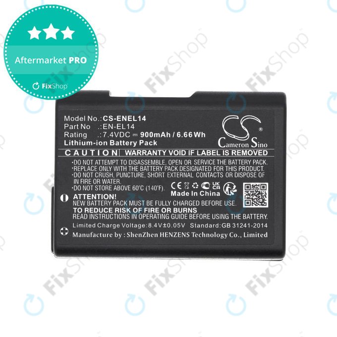 Akku batterie für Nikon D3100 DSLR, 900mAh, Li-Ion, 7.4V, EN-EL14, HQ