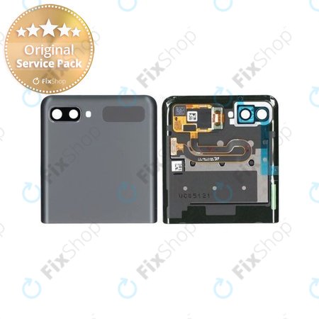 Samsung Galaxy Z Flip 5G F707B - LCD Display + Touchscreen Front Glas + Rahmen (Externe) (Mystic Gray) - GH96-13806A Genuine Service Pack