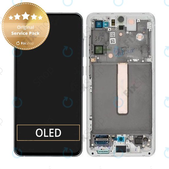Samsung Galaxy S21 FE G990B - LCD Display + Touchscreen Front Glas + Rahmen (White) - GH82-26414B, GH82-26420B, GH82-26590B Genuine Service Pack