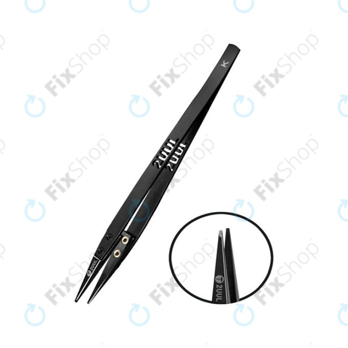 Pinzette, ESD-sicher mit flacher Keramikspitze, 2UUL TW32